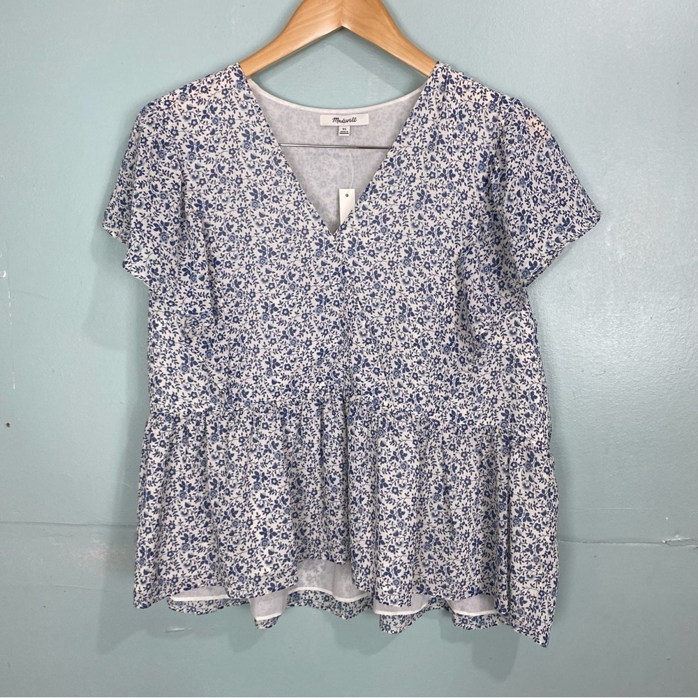 Madewell Blue Floral Blouse